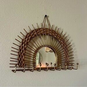 COPY - Sunburst rattan jewelry rack with mirror